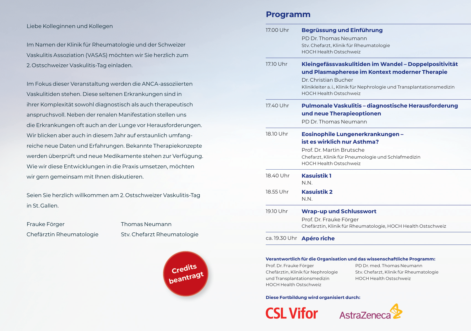 2. Ostschweizer Vaskulitis-Tag für Fachpersonen - Einleitung