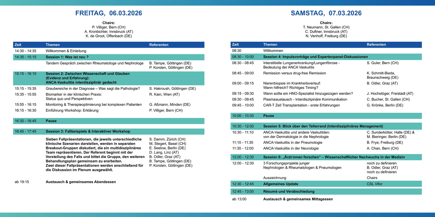 3rd DACH ANCA VASCULITIS FORUM 2026 Programme